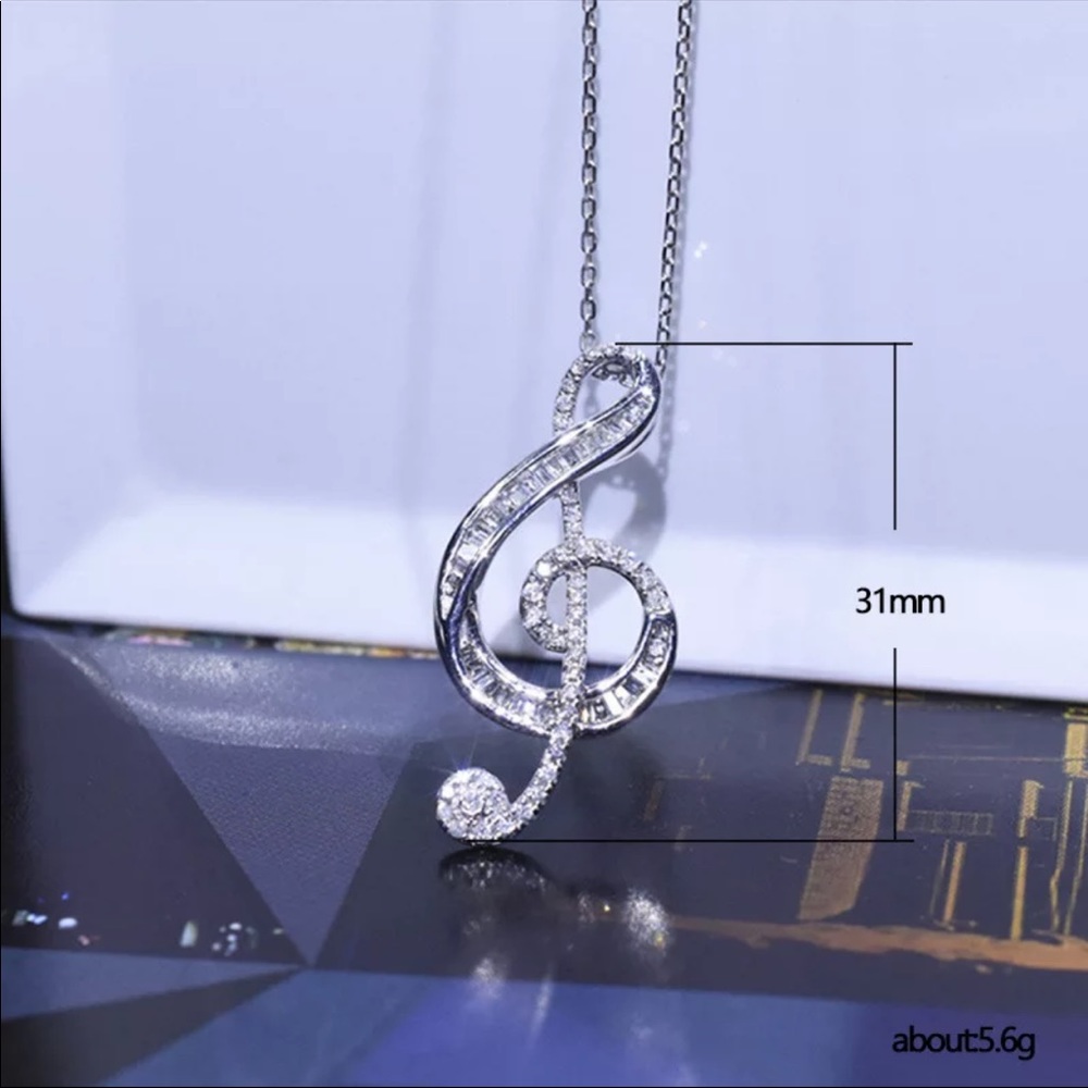 New Women’s Musical Note Design Diamond Necklace - Picture 6 of 6